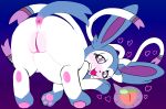  absurd_res anus blue_body blue_eyes blush butt eeveelution female feral generation_6_pokemon genitals hi_res looking_at_viewer nintendo open_mouth pokemon pokemon_(species) presenting presenting_hindquarters pussy shiny_pokemon siggsp solo sylveon white_body 