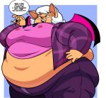  absurd_res anthro bat belly big_belly big_breasts breasts car_keys clothing dialogue eyewear female glasses hair hi_res kirby kirby_(series) mammal midriff morbidly_obese morbidly_obese_anthro morbidly_obese_female navel nerd nintendo obese obese_anthro obese_female overweight overweight_anthro overweight_female rouge_the_bat sega solo sonic_the_hedgehog_(series) superspoe text wings 