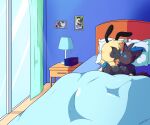  absurd_res antennae_(anatomy) anthro arthropod bbbb bed bedroom bee black_body cuddling duo female furniture generation_5_pokemon hi_res humanoid hymenopteran insect male male/female neck_tuft nintendo pokemon pokemon_(species) shiny_pokemon shinyillusionz sleeping tail tuft wings zeke_the_zorua zorua 