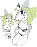  anthro big_breasts bodily_fluids bottomwear breasts cat_pepper cleavage clothed clothing crying digital_media_(artwork) eyelashes eyes_closed female fish frown green_hair grey_body grey_skin hair kneeling looking_at_viewer marine multicolored_body open_mouth roji_(cat_pepper) shark simple_background sketch smile snagletooth solo tears teeth topwear two_tone_body white_background white_body white_skin 