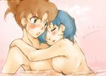  bath bishoujo_senshi_sailor_moon blue_hair blush brown_hair hug kino_makoto lowres mizuno_ami multiple_girls nude otsukimi_(artist) yuri 
