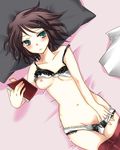  bad_id bad_pixiv_id baka_to_test_to_shoukanjuu blush book bow bow_bra bow_panties bra bra_lift breasts brown_hair gokugetsu_momo green_eyes groin hair_ornament hairclip kinoshita_yuuko lace lace-trimmed_panties lingerie medium_breasts navel nipples panties panty_pull short_hair skirt skirt_pull solo strap_slip underwear underwear_only 