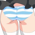  ass bad_id bad_pixiv_id momoiro_tanuki original panties solo striped striped_panties thighhighs underwear white_legwear 