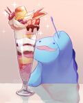  :d blue_eyes commentary_request dessert drooling eko_(wk_egg) food highres holding holding_spoon looking_up mouth_drool no_humans open_mouth pokemon pokemon_(creature) quagsire reflection smile solo sparkle spoon trembling twitter_username watermark 