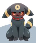  ambiguous_gender black_body blush collar eeveelution feral generation_2_pokemon hi_res looking_at_viewer nintendo open_mouth pokemon pokemon_(species) red_eyes simple_background solo sum umbreon 