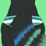  1:1 animated anthro black_body black_fur butt canid canine canis clothed clothing female fur jiggling_butt mammal markings oh.chert panties pattern_clothing pattern_underwear seafoam_(yourock101) short_playtime solo striped_clothing striped_markings striped_tail striped_underwear stripes tail tail_markings underwear underwear_only wolf 