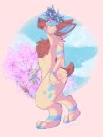  anthro character_elliowo flower flower_crown hi_res invalid_tag male male/male plant solo summer tree 