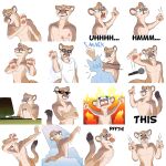  air_quotes anthro bathing confusion dabbing deal_with_it food fruit hi_res kwik_(artist) macsen_phloudio male meme mic_drop plant raspberry showering smacking solo telegram_sticker thinking this_is_fine 