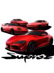  car ground_vehicle highres motor_vehicle no_humans original red_car shadow spoiler_(automobile) sports_car toyota toyota_supra tsu-chan vehicle_focus vehicle_name white_background 