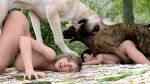 bestiality big_breasts black_hair blonde_hair blue_eyes breasts brown_body brown_fur canid canine canis deep_penetration doggystyle domestic_dog female female_penetrated feral forest from_behind_position fur grass great_dane group hair heavy hi_res human humiliation jollybizz knot knotting looking_pleasured male male/female mammal mastiff medium_breasts molosser nude outdoor_sex pain penetration plant ponytail sex slim tree white_body white_fur 