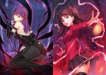  bangs fate/stay_night fate_(series) hair_between_eyes hair_ribbon highres long_hair long_sleeves looking_at_viewer matou_sakura matou_sakura_(deen_s&amp;m) open_mouth red_ribbon ribbon skirt tohsaka_rin werkbau 