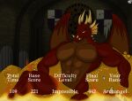  absurd_res anthro dragon fire flag gem gold_(metal) heroes_of_might_and_magic_iii hi_res inside looking_at_viewer male pecs pizzaozzy_(artist) red_body red_scales scales scalie solo 