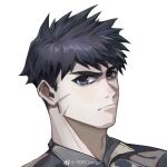  1boy alchemy_stars avatar_icon black_hair chengzibaobaozhu collared_shirt frown grey_hair looking_at_viewer male_focus pittman_(alchemy_stars) portrait scar scar_on_face shirt short_hair sideburns solo thick_eyebrows 