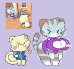  2022 animal_crossing anthro blue_clothing blue_shirt blue_topwear breasts clothing digital_drawing_(artwork) digital_media_(artwork) domestic_cat duo eyes_closed felid feline felis female frown fur grey_background grey_body grey_fur hair holding_weights lolly_(animal_crossing) low_res male mammal marshal_(animal_crossing) nintendo pantsless purple_clothing purple_shirt purple_topwear rodent sciurid shirt shocked_expression short_stack simple_background sleepysous smile standing topwear torn_clothing tree_squirrel wardrobe_malfunction white_body white_fur white_hair 