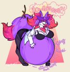  anthro belly_tuft bent_over big_breasts bra breasts burping chest_tuft clothed clothing cross-eyed delphox digestion_noises dipstick_tail emanata female generation_6_pokemon generation_9_pokemon hand_on_own_belly hi_res holding_belly huge_belly hybrid inner_ear_fluff markings meowscarada nintendo open_clothing open_mouth open_shirt open_topwear pokemon pokemon_(species) shirt sloshing_belly squidbiscuit tail tail_markings tongue tongue_out topwear tuft underwear 