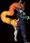  2023 5_fingers absurd_res armor artist_name ashsux big_butt black_background blonde_hair breasts butt featureless_crotch female fingers hair headgear helmet hi_res holding_butt humanoid humanoid_pointy_ears long_hair looking_at_viewer markings midna nintendo not_furry nude one_eye_obstructed open_mouth open_smile red_eyes simple_background small_breasts smile solo standing the_legend_of_zelda twili twilight_princess yellow_sclera 