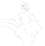  anthro belly big_belly big_breasts breasts dpronin featureless_breasts female female_pred hand_on_hip hi_res licking licking_lips line_art lizard looking_at_belly looking_down motion_lines navel pupils reptile same_size_vore scales scalie sketch slit_pupils struggling thick_thighs tongue tongue_out vore 