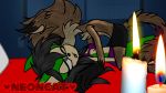  bed brown_fur candle djneoncat18_(artist) duo female fur green_eyes green_fur hi_res male mammal sonic_(series) 