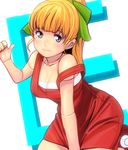  bad_id bad_pixiv_id blonde_hair blue_eyes breasts cleavage doll_joints masao medium_breasts off_shoulder older ponytail red_skirt robot_joints rockman rockman_(classic) roll skirt solo 