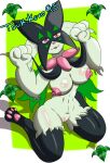  female female/female generation_9_pokemon hi_res interspecies meowscarada nintendo nipples nude petplay pokemon pokemon_(species) pokephilia pose roleplay solo tsukikuro95 