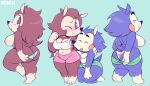 2022 animal_crossing anthro big_breasts bitebox64 blue_body blue_fur blue_hair bottomwear bottomwear_pull bra breasts brown_body brown_eyes brown_fur brown_hair butt cleavage clothed clothing clothing_pull curvaceous curvy_figure duo eulipotyphlan female fur hair hedgehog hi_res looking_at_viewer looking_back looking_back_at_viewer mabel_able mammal nintendo nipples one_eye_closed panties panty_pull partially_clothed sable_able shorts shorts_down shorts_pull sibling sister sisters smile sports_bra thick_thighs topless topless_anthro topless_female underwear underwear_pull undressing voluptuous wide_hips 