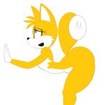  anthro bent_over big_butt blue_eyes butt canid canine fox fur girly lil_scooter56 male mammal miles_prower sega solo sonic_the_hedgehog_(series) thick_thighs yellow_body yellow_fur 