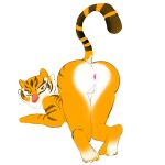  anthro anus ass_up big_butt brown_body brown_fur brown_stripes butt dreamworks felid female fur genitals hi_res kung_fu_panda looking_at_viewer looking_back looking_back_at_viewer mammal master_tigress nude orange_body orange_eyes orange_fur pantherine pussy rear_view simple_background solo stripes thegrossmind thick_thighs tiger white_background white_body white_fur wide_hips 