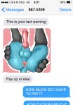  anthro anus butt english_text generation_4_pokemon hi_res jarlium lucario male nintendo phone pokemon pokemon_(species) presenting presenting_anus presenting_hindquarters solo spread_butt spreading text threat 