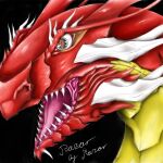  #dragon #horns #oc #original #razaromni #redskin armor black_eyes dragon highres horns non-web_source original simple_background 