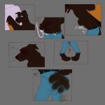  abdominal_bulge anthro bottomwear breath brown_body brown_fur canid canine clothing denim denim_clothing duo eyes_closed feces feces_in_clothing fur gordon_(thehuskydragon) hi_res jeans male mammal panting pants rumbling_stomach scat soiling thehuskydragon 
