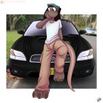  2019 anthro car claws clothed clothing digital_media_(artwork) dreadlocks drxii hair hi_res lizard male reptile scalie solo toe_claws vehicle 
