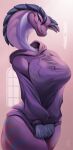  2023 5_fingers anthro breasts clothed clothing digital_media_(artwork) female fingers hi_res looking_at_viewer purple_eyes reptile scalie smile snake wetsealky 