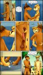  absurd_res anthro beach bodily_fluids cheetah comic confusedraven cum dialogue duo equid equine erection felid feline genital_fluids genitals hand_on_penis hi_res horse male male/male mammal mutual_masturbation nude penis seaside shower teenager young 