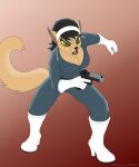  boots clothing digital_media_(artwork) domestic_cat felid feline felis female footwear gloves gun handgun handwear hi_res jumpsuit katswell mammal pistol pose ranged_weapon weapon 