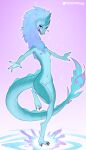  &lt;3 aquatic_dragon asian_mythology blue_body blush claws disney dragon east_asian_mythology eastern_dragon female fur hi_res horn looking_at_viewer marine mythology nipples nude open_mouth raya_and_the_last_dragon signature sisu_(ratld) solo w4g4 