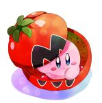  :o absurdres blue_eyes blush blush_stickers commentary_request full_body highres in_container kirby kirby_(series) looking_at_viewer maxim_tomato no_humans open_mouth parted_lips simple_background solo star_(symbol) tomato white_background yupiteru 
