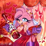  &lt;3 alcohol amy_rose anthro araeofdrawings armwear beverage big_breasts breasts cleavage clothed clothing container cup detached_sleeves drinking_glass ear_piercing ear_ring eulipotyphlan evening_gown female glass glass_container glass_cup hedgehog hi_res jewelry legwear mammal necklace one_eye_closed piercing ring_piercing sega solo sonic_the_hedgehog_(series) spilled_drink thigh_highs wine wine_bottle wine_glass wink 