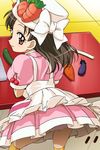  brown_eyes brown_hair cooking_idol_ai!_mai!_main! haruyama_kazunori hiiragi_mine panties pantyshot solo thighhighs underwear upskirt white_panties 