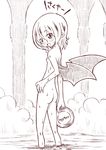  ass bat_wings blush monochrome nude remilia_scarlet solo sonson_(eleven) touhou wet wings 