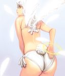  angel ass bad_id bad_pixiv_id bikini bunny_tail copyright_request cowboy_shot halo looking_back masao side-tie_bikini solo swimsuit tail wedgie white_hair wings yellow_eyes 