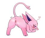  &lt;3 &lt;3_eyes anus blush butt eeveelution espeon female feral generation_2_pokemon genitals looking_at_viewer nintendo open_mouth park_horang pink_body pink_tail pokemon pokemon_(species) pussy raised_tail simple_background solo tail white_background young 