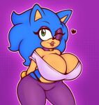  &lt;3 anthro big_breasts breasts choker cleavage clothed clothing crossgender eulipotyphlan eyelashes eyeshadow female fur hedgehog hi_res huge_breasts jewelry lipstick makeup mammal mtf_crossgender necklace one_eye_closed sega solo sonic_the_hedgehog sonic_the_hedgehog_(series) stunnerpony 