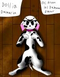  101_dalmatian_street 101_dalmatians absurd_res animal_genitalia canid canine disney dollia_(101_dalmatians) female feral genitals hi_res looking_at_viewer mammal pussy smile solo 