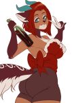  2023 5_fingers anthro blue_eyes breasts clothed clothing digital_media_(artwork) eyebrows eyelashes female fingers hair hi_res horn nitricacid red_hair smile 
