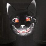  anthro creepy_smile domestic_cat felid feline felis glowing glowing_eyes hi_res ksif light_from_below littlefisky looking_at_viewer male mammal smile solo 