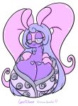  &lt;3 anthro asian_clothing big_breasts breasts clothing east_asian_clothing eyewear female glasses gretchen_(lewdchuu) hair hi_res hisuian_form hisuian_goodra huge_breasts japanese_clothing kimono lewdchuu_(artist) nintendo pink_body pokemon pokemon_(species) purple_eyes purple_hair regional_form_(pokemon) simple_background solo 