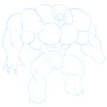  1:1 2016 4_fingers 4_toes abs alien anthro back_muscles biceps big_muscles biped blue_and_white claws disney experiment_(lilo_and_stitch) featureless_chest featureless_crotch feet finger_claws fingers hi_res huge_muscles hyper hyper_muscles lilo_and_stitch looking_at_viewer male missing_hand monochrome muscular muscular_anthro muscular_male open_mouth open_smile pecs simple_background sketch smile solo standing stitch_(lilo_and_stitch) toe_claws toes white_background wolfiecanem 