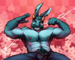  2023 abs anthro arm_hair armpit_hair bedroom_eyes biceps body_hair bottomwear chest_hair chin_piercing clothed clothing deltoids ear_piercing facial_hair fist flexing forearm_hair forearms happy_trail hi_res horn lagomorph leporid looking_at_viewer male mammal manly mature_male mithgarx mustache narrowed_eyes navel nipples open_bottomwear open_clothing open_pants pants pecs piercing pose pubes rabbit seductive sideburns sitting solo topless triceps unzipped unzipped_pants zipper 