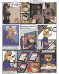  absurd_res anthro big_penis bodily_fluids bulge canid canine canis cellphone clothed clothing collar comic dave_(martythemarten) dominant dominant_male drooling duo erection erection_under_clothing genitals gulonine hi_res male male/male mammal marten marty_the_marten mazedmarten muscular muscular_male mustelid musteline penis phone saliva saliva_string scar school submissive submissive_male sweat tears tongue tongue_out wolf young 