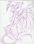  17:22 2012 anthro anthrofied avian beak breasts butt curvaceous curvy_figure eyes_closed feathered_wings feathers female friendship_is_magic gilda_(mlp) gryphon hasbro king-cheetah monochrome my_little_pony mythological_avian mythology nipples open_beak open_mouth purple_and_white shoulder_tuft side_boob sketch solo tail tail_tuft talons tongue tongue_out traditional_media_(artwork) tuft voluptuous wings 